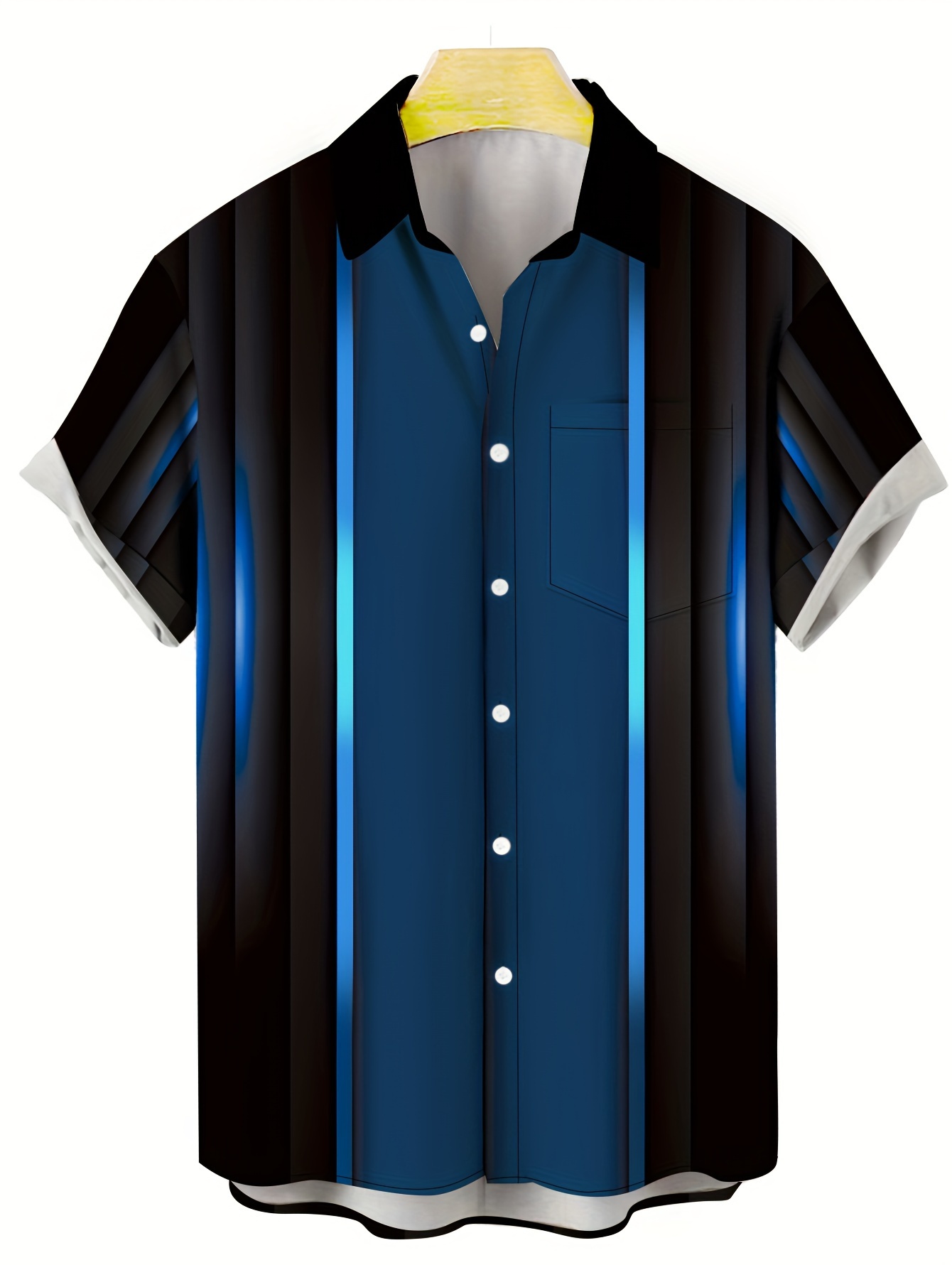 plus size mens trendy stripe print short sleeve button up lapel shirt for summer daily holiday resort dress stylish collared top details 0