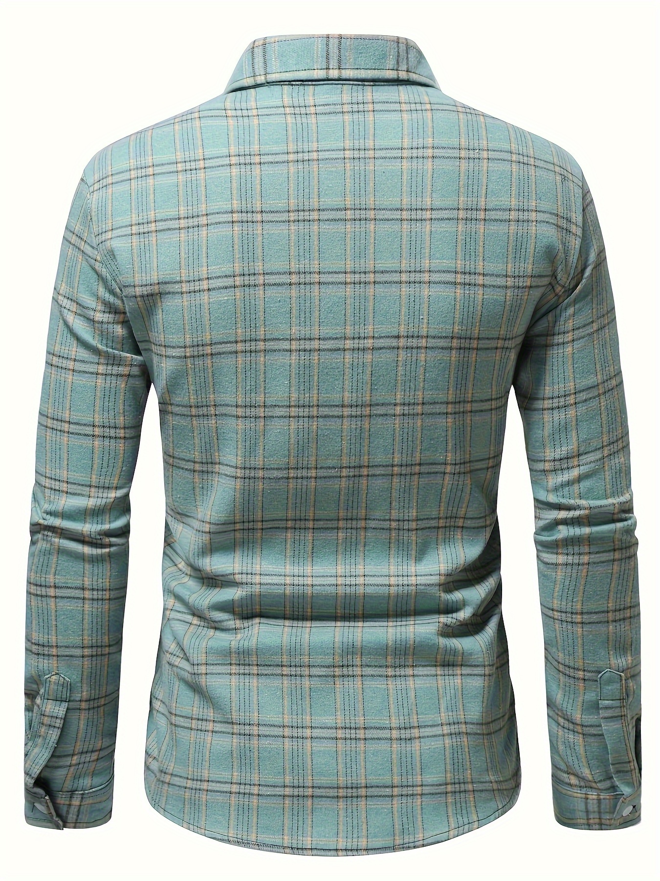 mens casual button down long sleeve shirt pattern woven polyester adult unisex collection regular size details 1