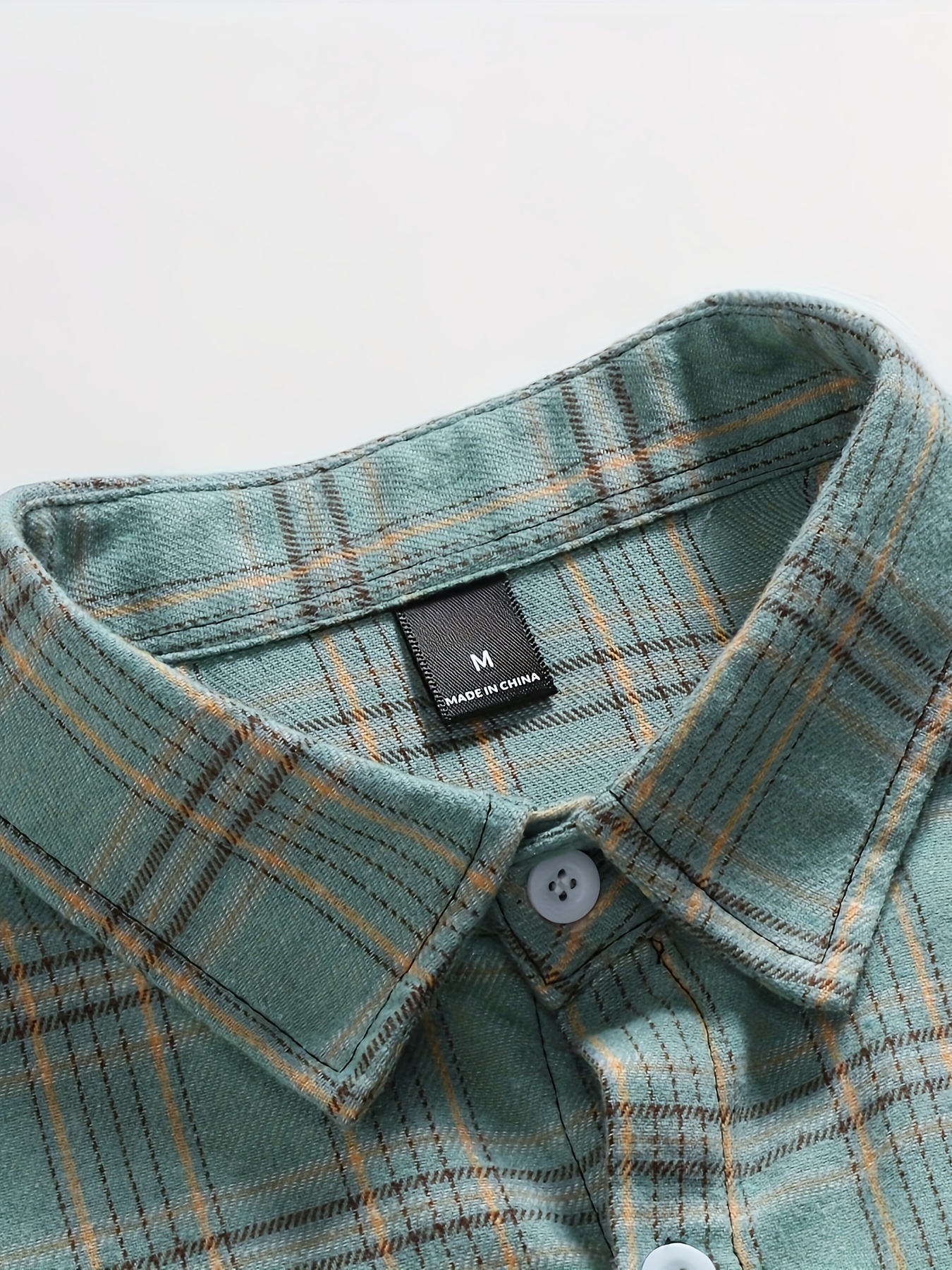 mens casual button down long sleeve shirt pattern woven polyester adult unisex collection regular size details 4