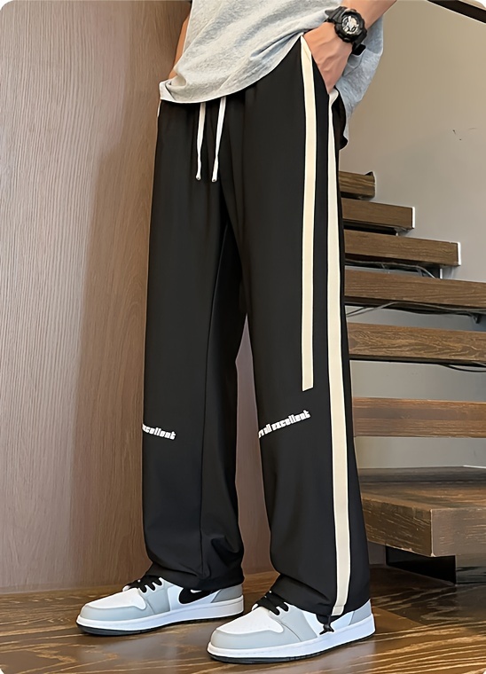mens ice quality casual pants with waist trendy striped trousers details 0