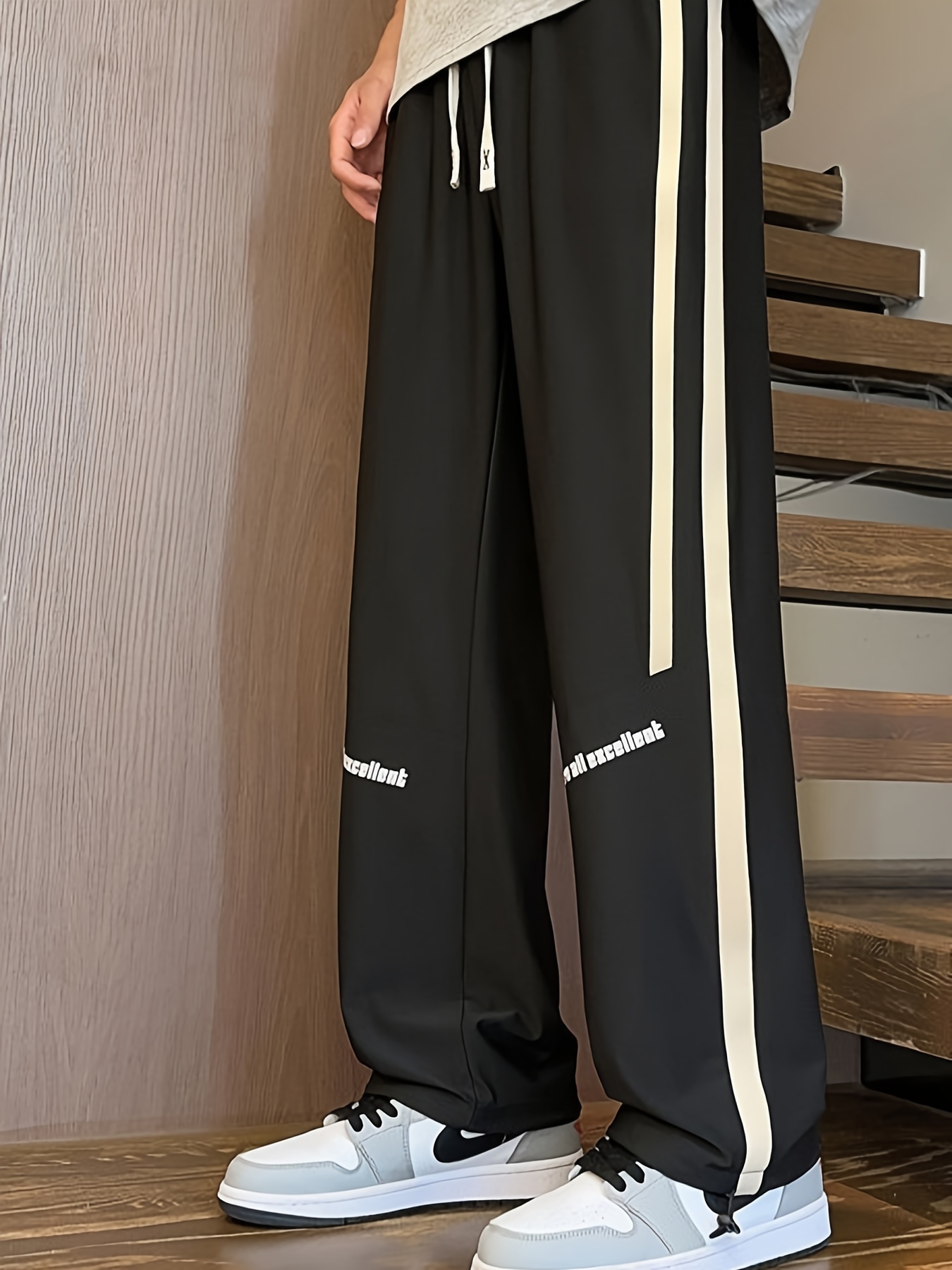 mens ice quality casual pants with waist trendy striped trousers details 3