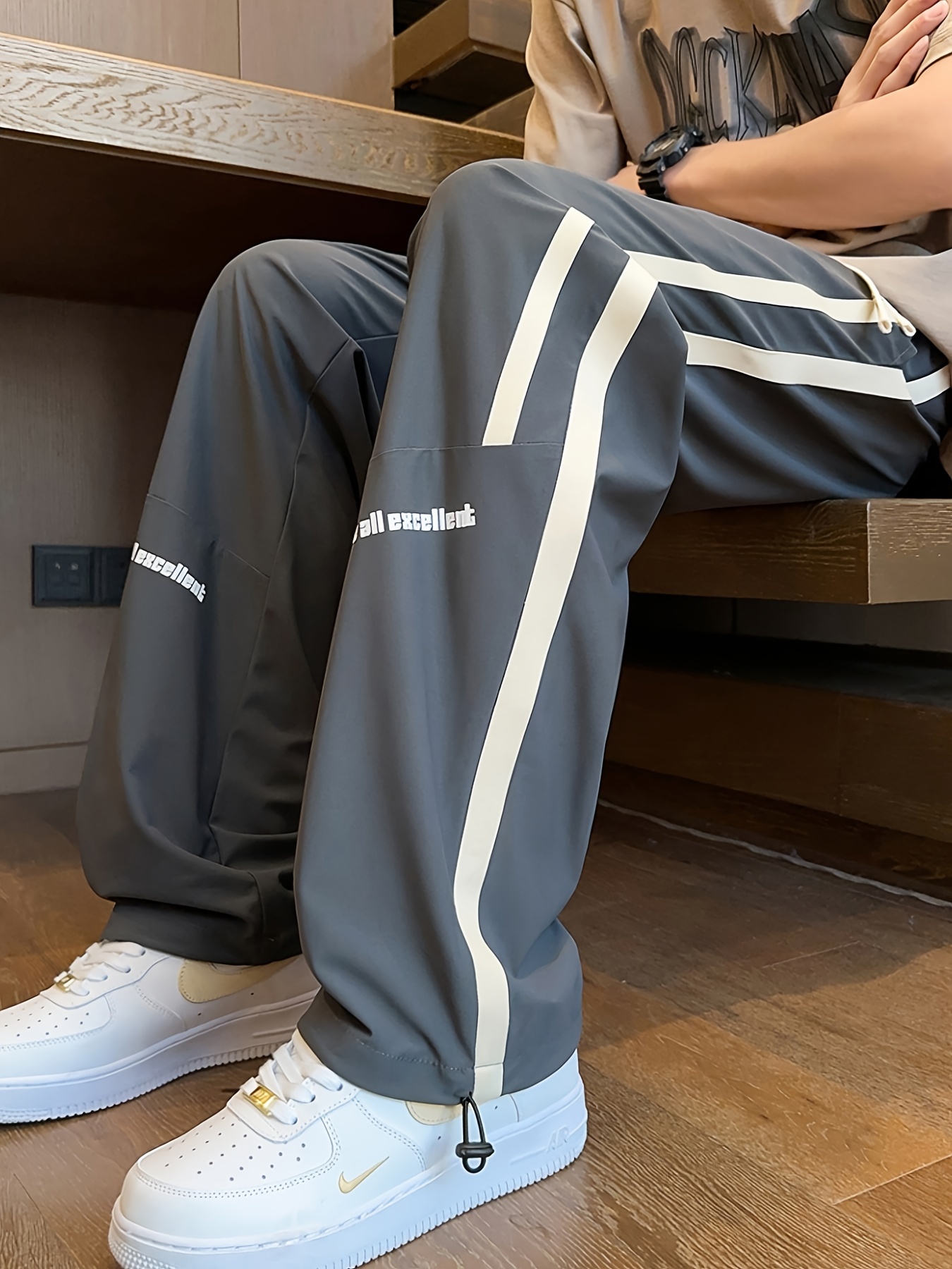 mens ice quality casual pants with waist trendy striped trousers details 7