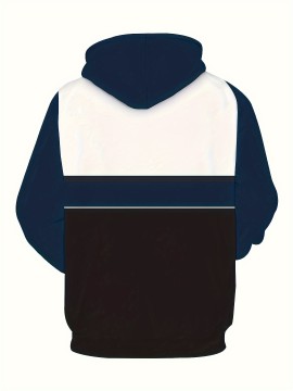 Plus Size Men's Color Block Long Sleeve Casual Stylish Hooded Pullover Hoodie