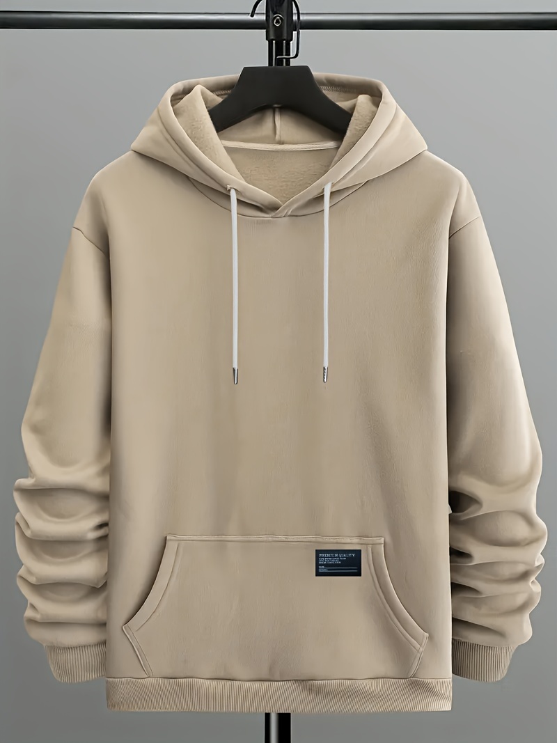 mens plus size fleece lined hoodie   color pullover with kangaroo   for   plus size details 0